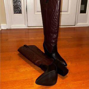 Steve Madden Black and Brown Over the Knee Boots